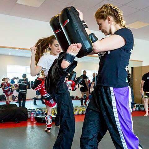 Women practicing self-defence